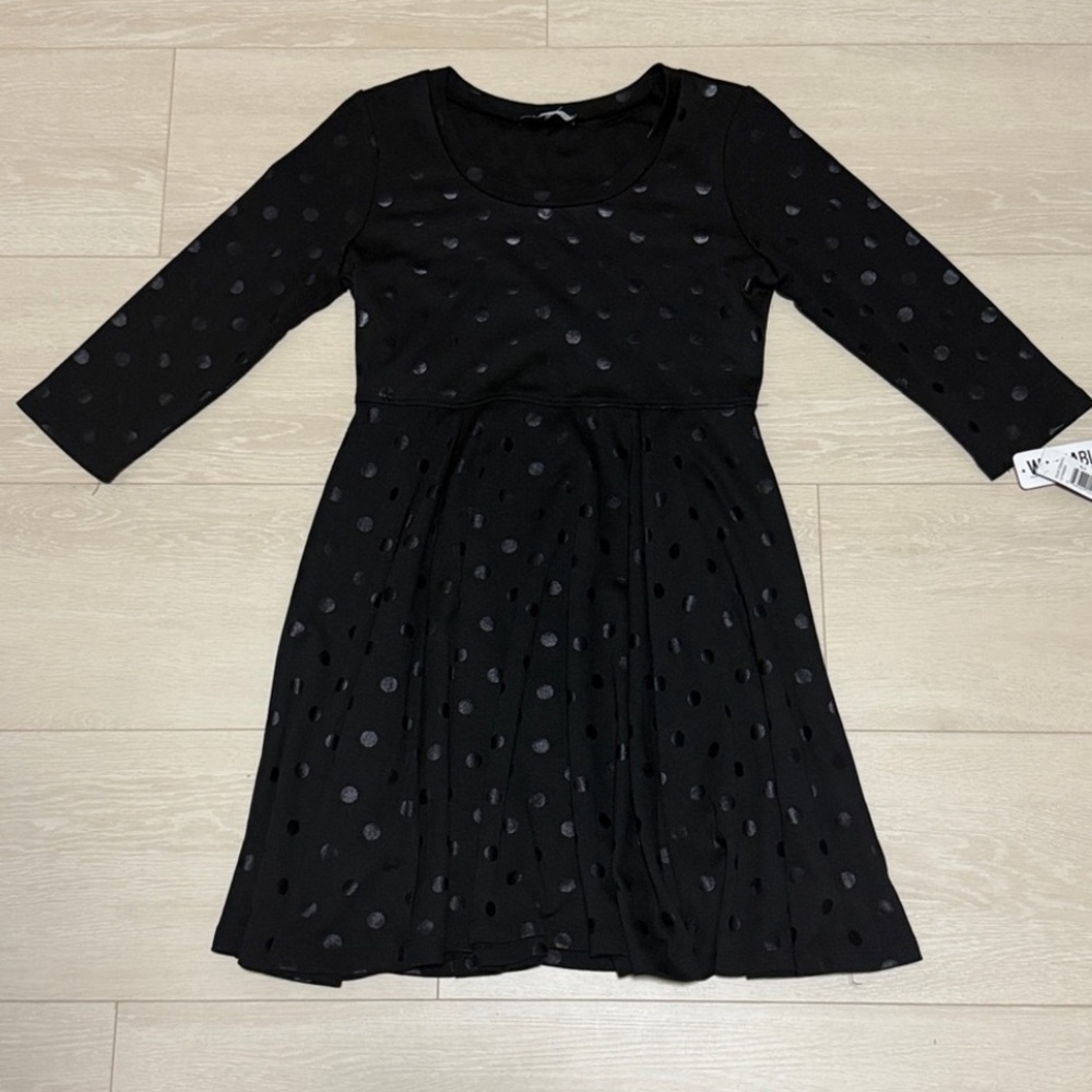 3/$10 Annalee + Hope Black Dress with Subtle Dots